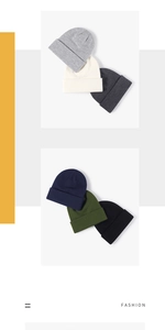 Collage of ribbed knit beanies in grey, cream, navy, olive, and black colors