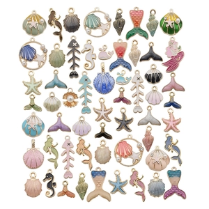 Colorful marine alloy charms set including starfish shells and mermaid tails for jewelry DIY