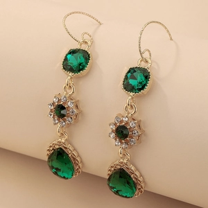 Vintage Three Tier Teardrop Dangle Drop Earrings Alloy Rhinestone Zircon Jewelry With 925 Sterling Silver Earring Post For Women