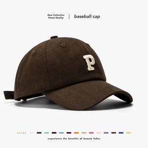 Baseball Cap Pure Cotton Letter P Embroidery Adjustable Sun Shade Retro Casual Outdoor Hat For Men And Women