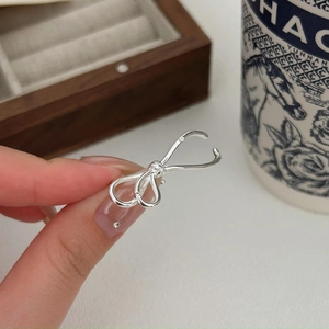 Bow Knot Ring 925 Sterling Silver 18K Gold Plated Adjustable Minimalist Fashion Women Elegant Jewelry