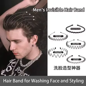 Set di 5 cerchietti invisibili in metallo nero per uomo, per styling e pulizia viso