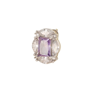 Titanium steel screw earrings with emerald cut purple zircon and marquise stones