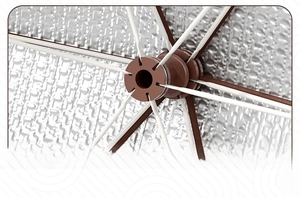 Close-up of flexible umbrella frame and durable silver heat insulation layer