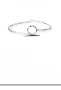Detail of S925 sterling silver beaded bracelet with OT toggle clasp and product specs