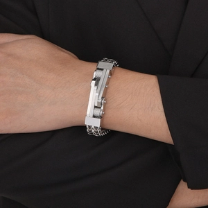 Cool stainless steel dragon bone chain bracelet for men with industrial buckle
