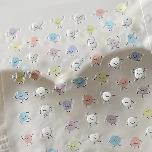 Adesivi per nail art 3D a rilievo colori macaron con piccoli personaggi carini e vivaci