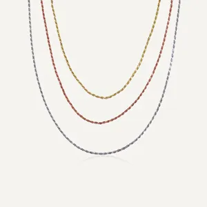 925 Sterling Silver Necklace Simple Minimalist Plain Cable Rope Chain For Women DIY Jewelry Accessories Adjustable