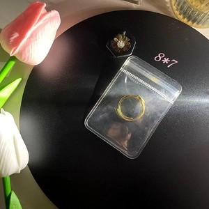Golden open ring in transparent anti-oxidation self-sealing storage bag size 8x7