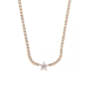 Vintage 18k gold plated stainless steel star pendant necklace with cubic zirconia