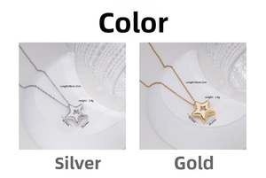 Detail showing star pendant dimensions and 45cm chain length for titanium jewelry