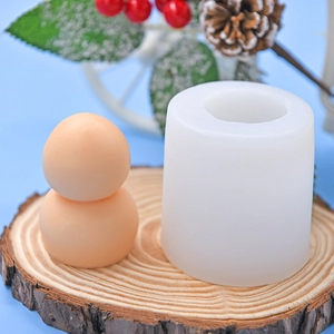 Stampo in silicone a forma di pupazzo di neve per dolci DIY e mousse su base in legno