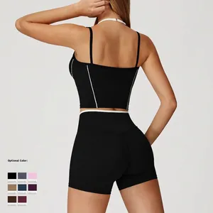 Ensemble de yoga deux pièces avec soutien-gorge dos nu et short de sport taille haute