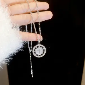 Collier plaqué or 18 carats avec pendentif croix en nacre et zircon pour femme