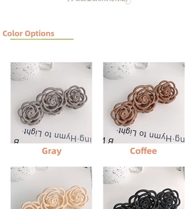 Matte rose flower hair claw clips in gray, coffee, cream and black elegant colors