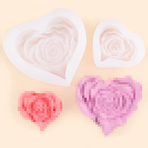 Stampo In Silicone Rosa Cuore Traslucido 3D Fiore DIY Sapone Artigianale Candela Aromatica Decorazione Torta Strumento