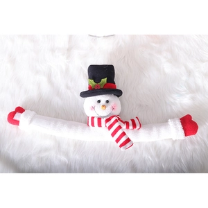 Christmas snowman plush curtain buckle with long arms and red striped scarf for home decor