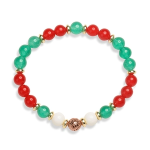 8mm natural stone stretch bracelet with colorful tiger eye beads and lava stone accents