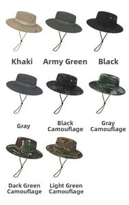 Collection of outdoor boonie hats in eight solid and camouflage tactical patterns