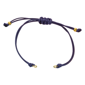 Bracelet tressé en corde de cire violette avec perles dorées et cordon réglable