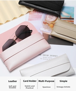 Litchi pattern leather sunglasses pouch in multiple colors with cassette clip closure