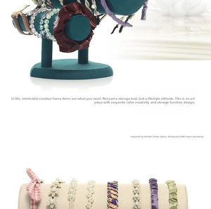 Velvet display stand showing storage capacity for bracelets, watches and hair bands