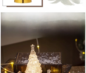 Detail of LED glowing crystal Christmas tree with textured surface and star topper