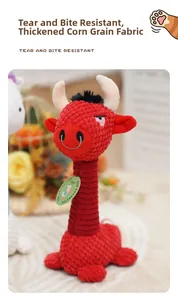 Durable plush squeaky cow dog toy made of thick corn fleece fabric for chewing and teething