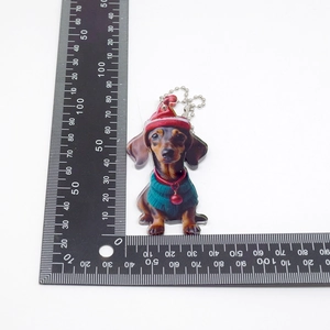 Acrylic Christmas dachshund pendant with ruler showing size of 5.5cm height