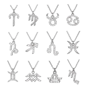 S925 sterling silver 12 zodiac constellation necklaces set with white cubic zirconia
