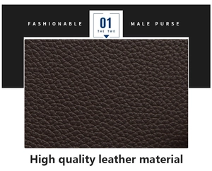 Macro detail showing high-quality brown leather texture and stitching of the men's wallet