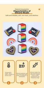 Education themed silicone beads for DIY crafts with blackboard and rainbow patterns