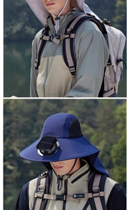 Cappello da sole per esterno con ventilatore solare integrato e protezione nuca