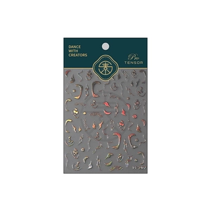 Irregular 3D gold laser nail stickers with abstract lines and stars pattern M-207