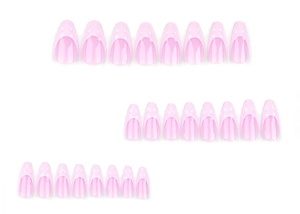 Detailed set of almond-shaped light pink press-on nails with 3D water ripple effect