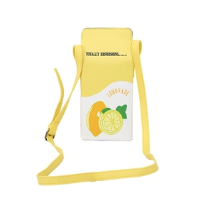 Creative lemon juice box crossbody bag made of yellow and white faux leather