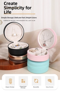 Portable PU leather jewelry organizer set with multiple colors and zipper closure