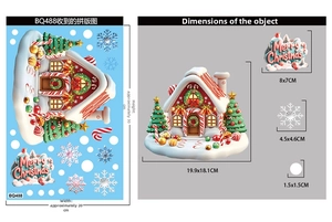 Detailed sheet size 20x30cm for Christmas gingerbread house and snowflake static stickers