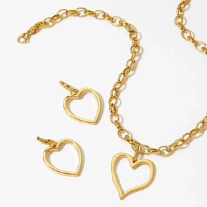 Ensemble collier et boucles d'oreilles cœur en acier inoxydable 316 finition dorée