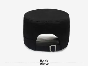 Vue arrière de la casquette militaire en coton noir avec boucle de réglage métallique