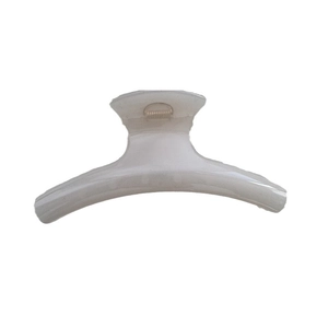 Minimalist white curved hair claw clip for women made of polished durable plastic