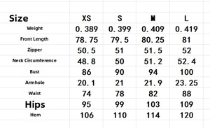 Tableau des tailles pour la robe dos nu sans manches avec mesures de taille et hanches