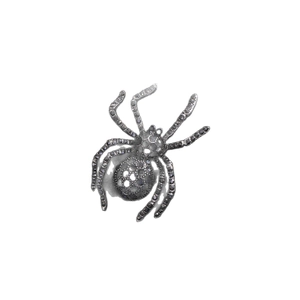 Gothic spider brooch in gunmetal black with dark crystals for suits and scarves