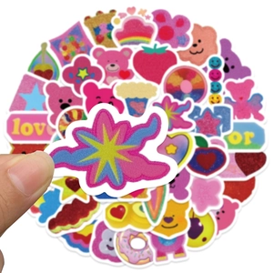 Set of 50 pink Y2K style aesthetic stickers featuring cute stars, hearts, and bears