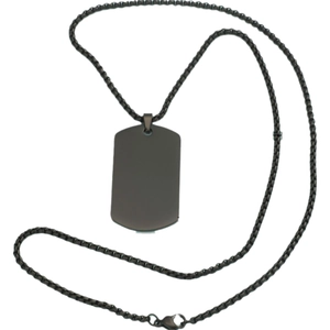 Minimalist black square dog tag pendant necklace with titanium steel bead chain
