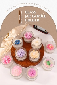 Floral scented soy wax candles in embossed glass jars for romantic gift settings