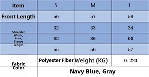 Size chart detail showing measurements for S, M, and L casual buttoned knitwear sweater