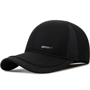 Winter Baseball Cap With Ear Flaps Woolen Thickened Thermal Outdoor Sports Hat For Men Cold Weather Warm Headwear