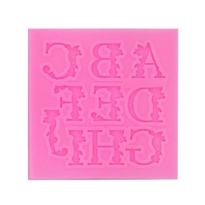 Moule en silicone rose avec lettres et bordure en dentelle pour décoration de gâteaux