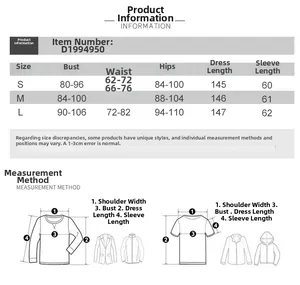 Comprehensive size chart for backless slim dress showing bust, waist and hip measurements